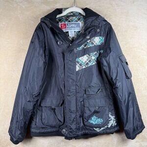 SIMS Women's Black Snowboard Jacket Hooded Winter Coat Ski Activewear Size L